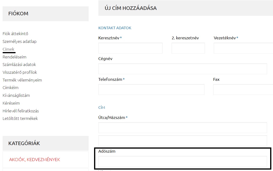 webshop uj cim hozzaadasa adoszam webshop uj cim hozzaadasa adoszam
