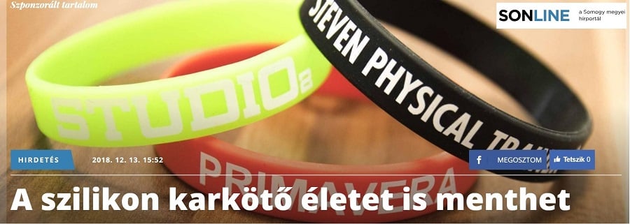 sonline.hu címlap, szilikon karkötő